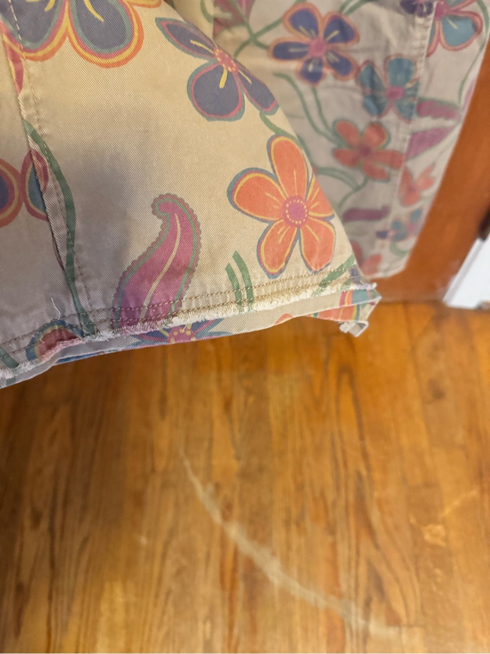 Floral Print Overall in Tan with Multicolor Flowers - Picture 6 of 9